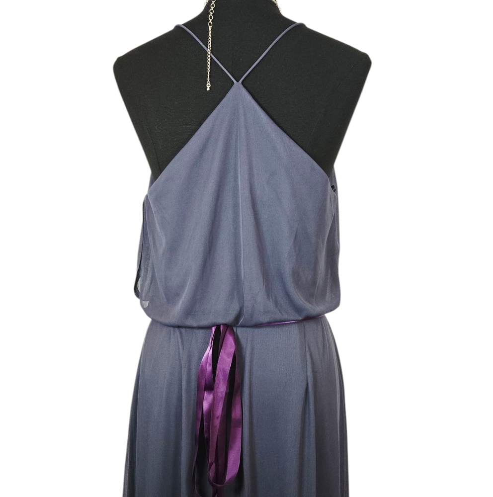 Alfred Sung D739 Deep Onyx Gown Sz 10 Formal Spaghetti Strap Evening Dress 60” - Picture 12 of 15